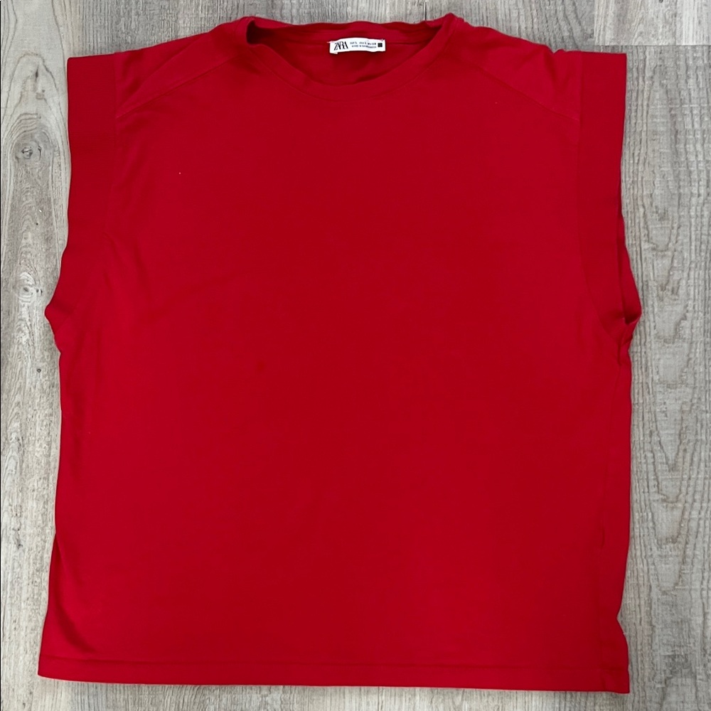 Zara Bold Red Sleeveless Shirt